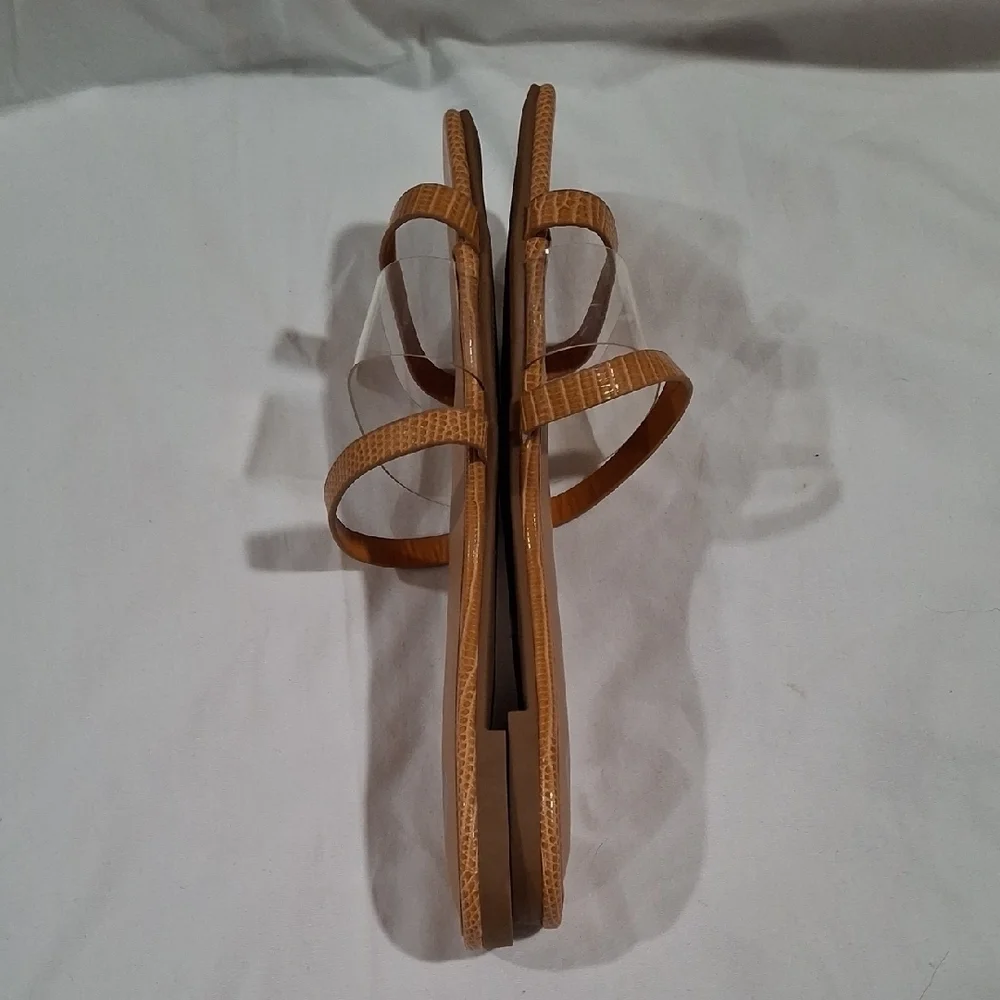 Journee Collection Tan Sandals with Clear Straps Size 8